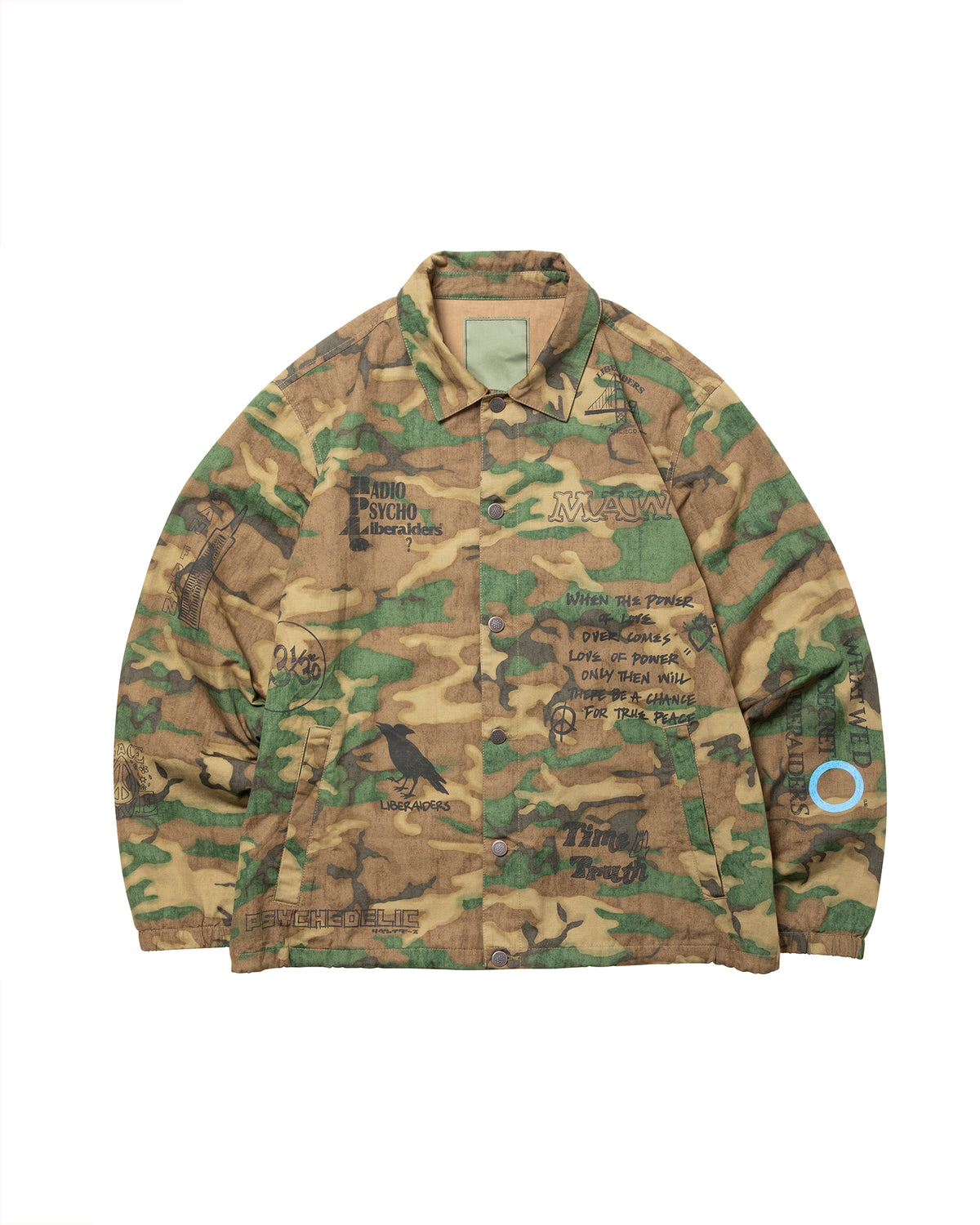 HANDWRITING CAMO COACH JACKET