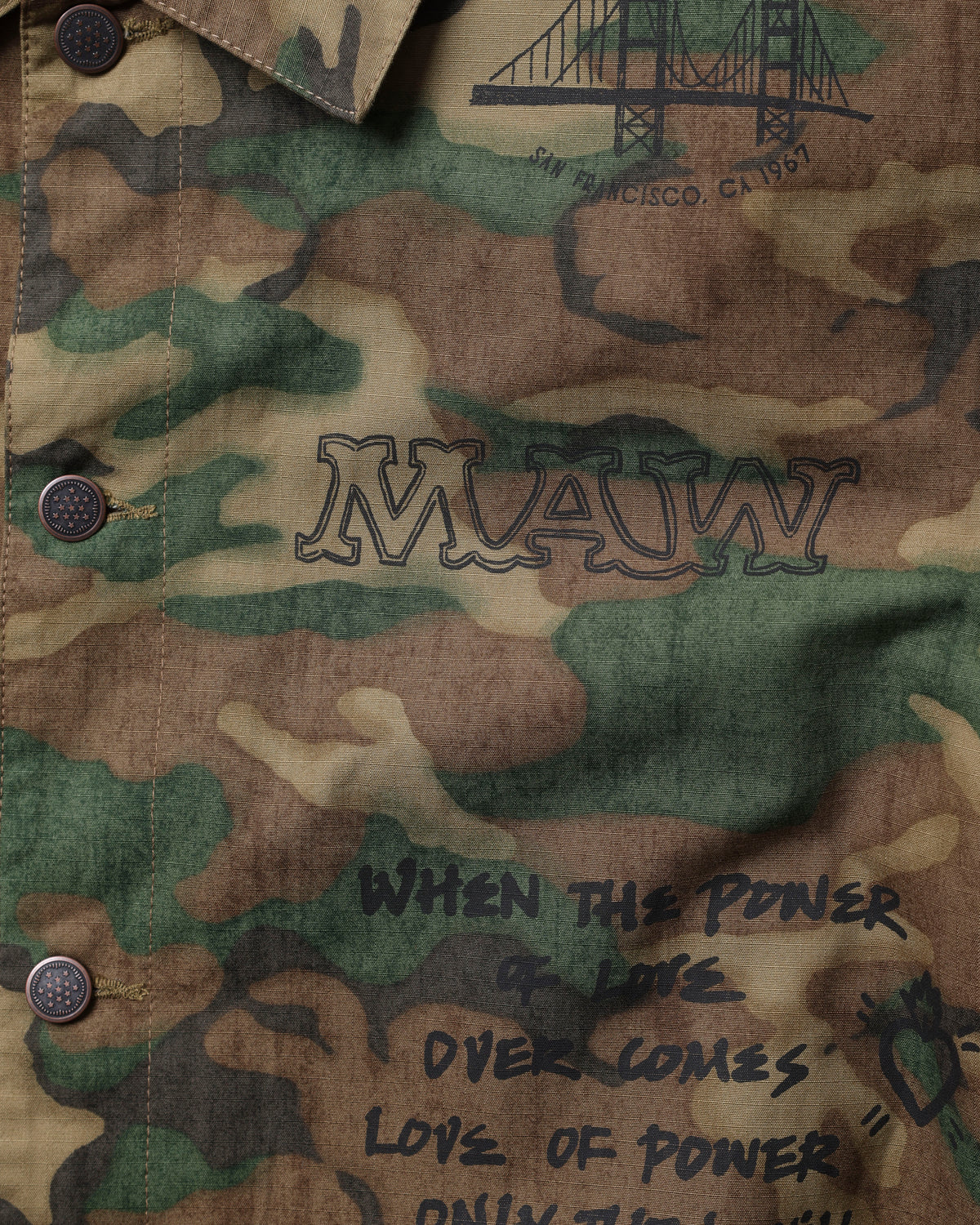 HANDWRITING CAMO COACH JACKET