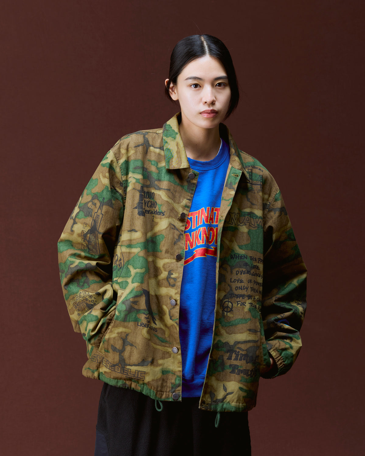 HANDWRITING CAMO COACH JACKET