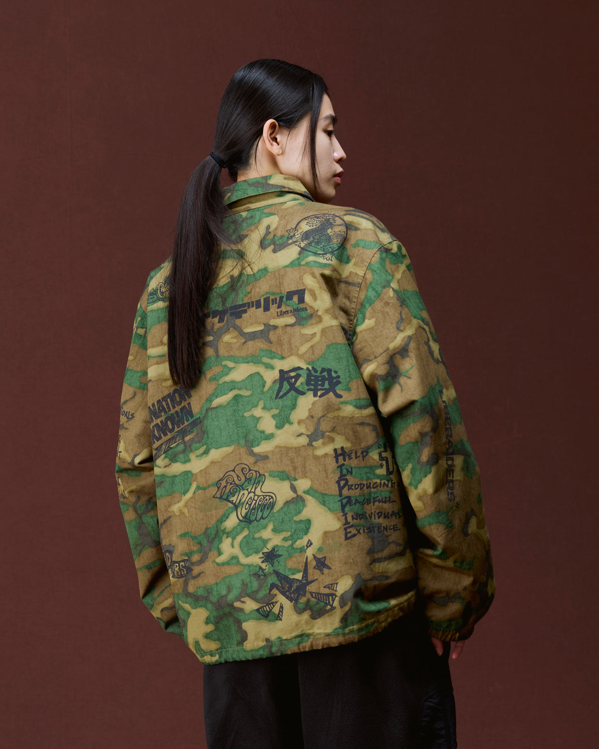 HANDWRITING CAMO COACH JACKET