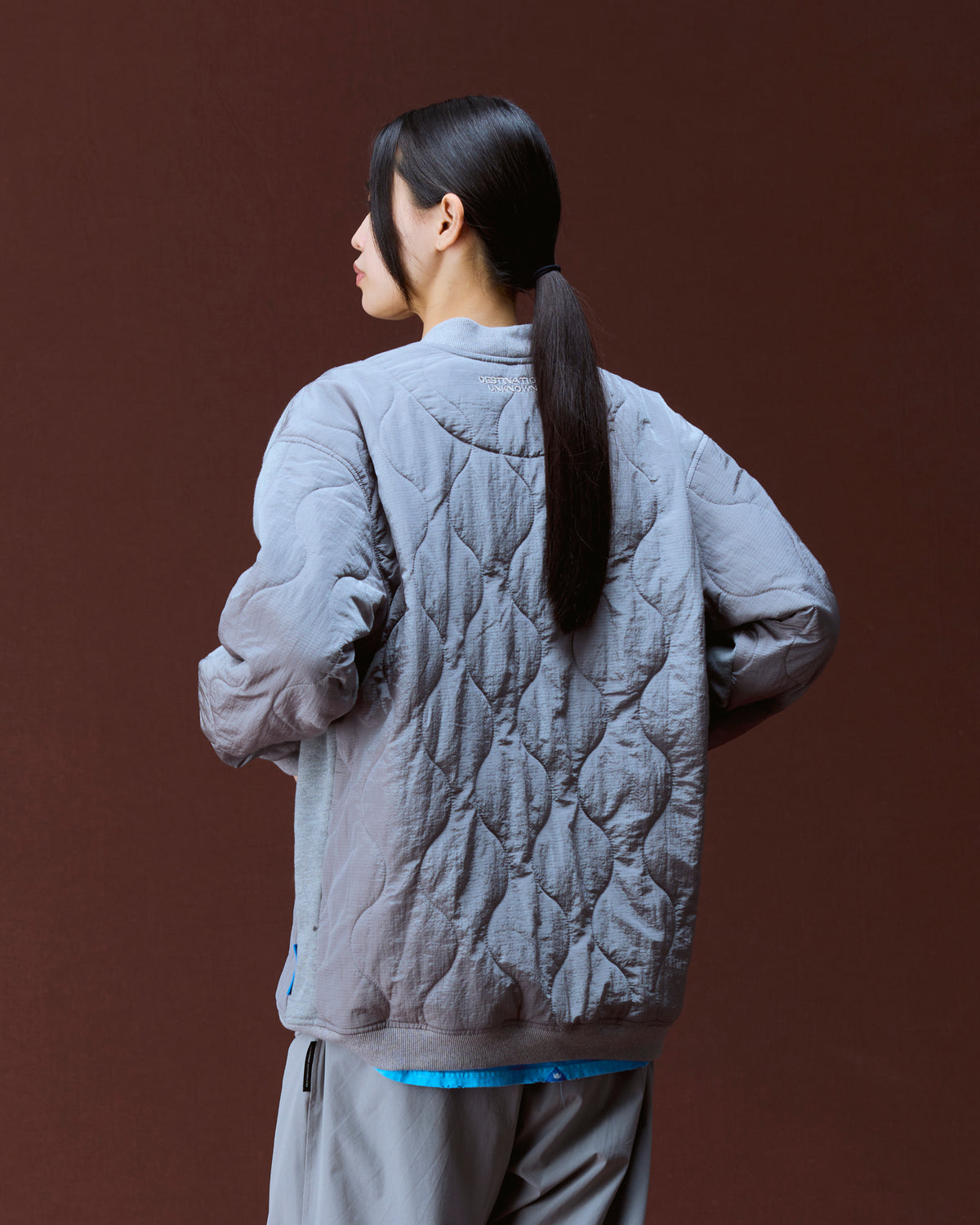 COTTON FLEECE QUILTED CARDIGAN
