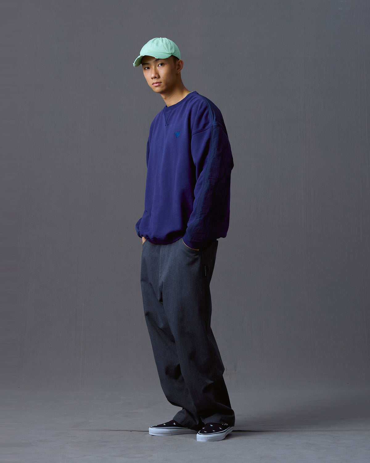 COTTON FLEECE QUILTED CREWNECK