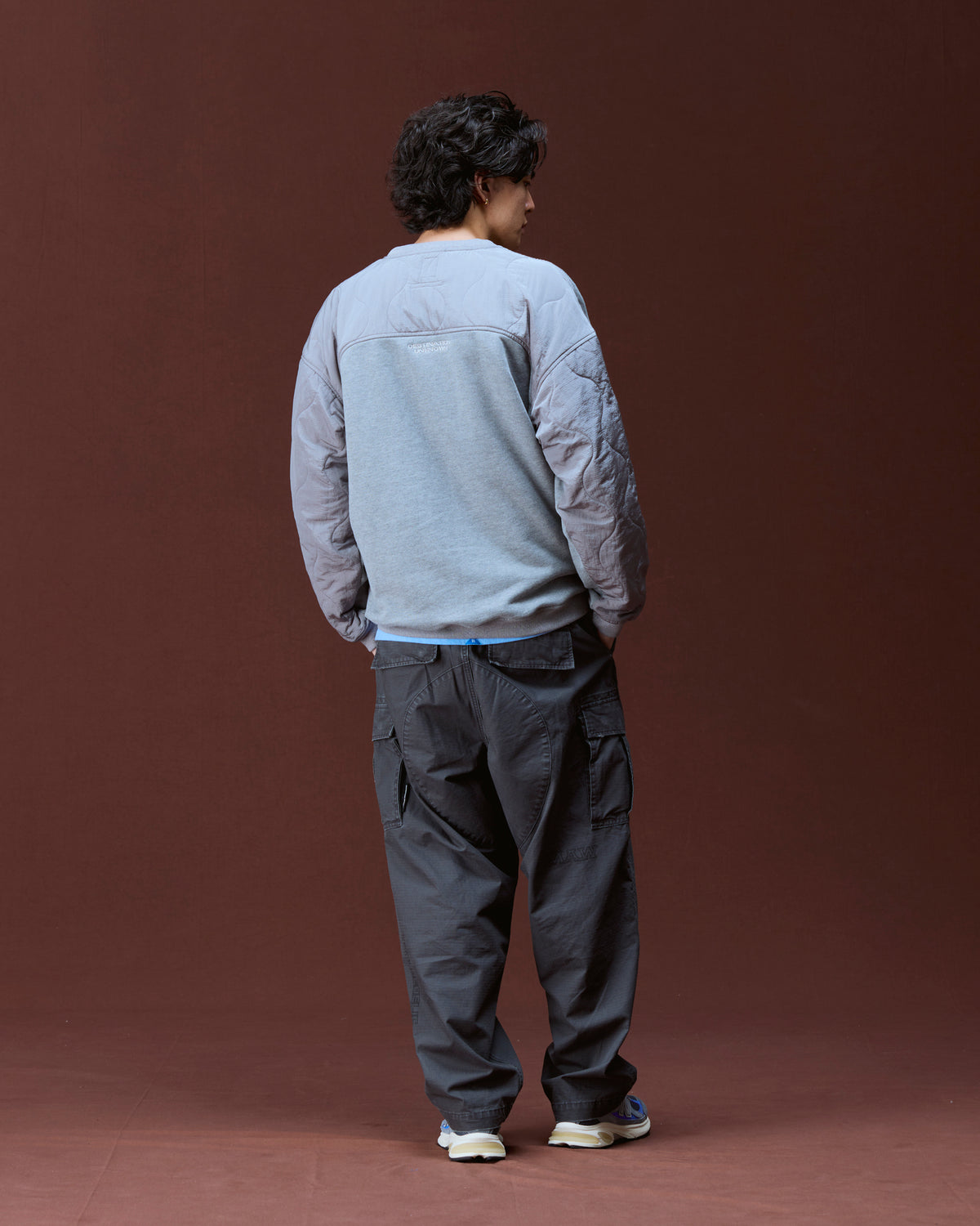 COTTON FLEECE QUILTED CREWNECK