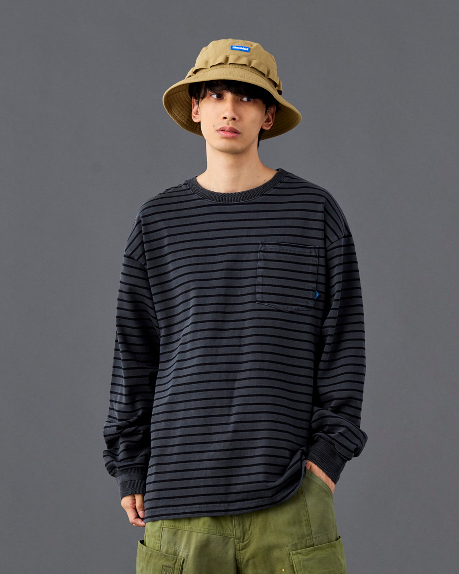 PIGMENT DYED STRIPED L/S SHIRT