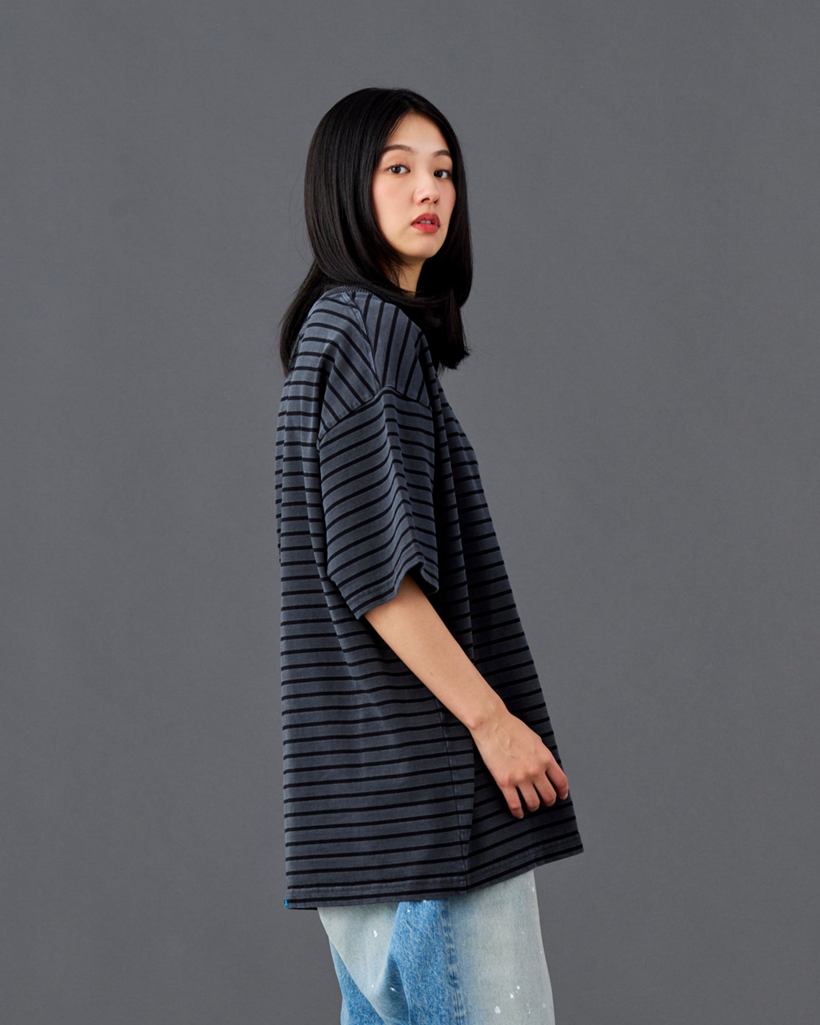PIGMENT DYED STRIPED S/S SHIRT