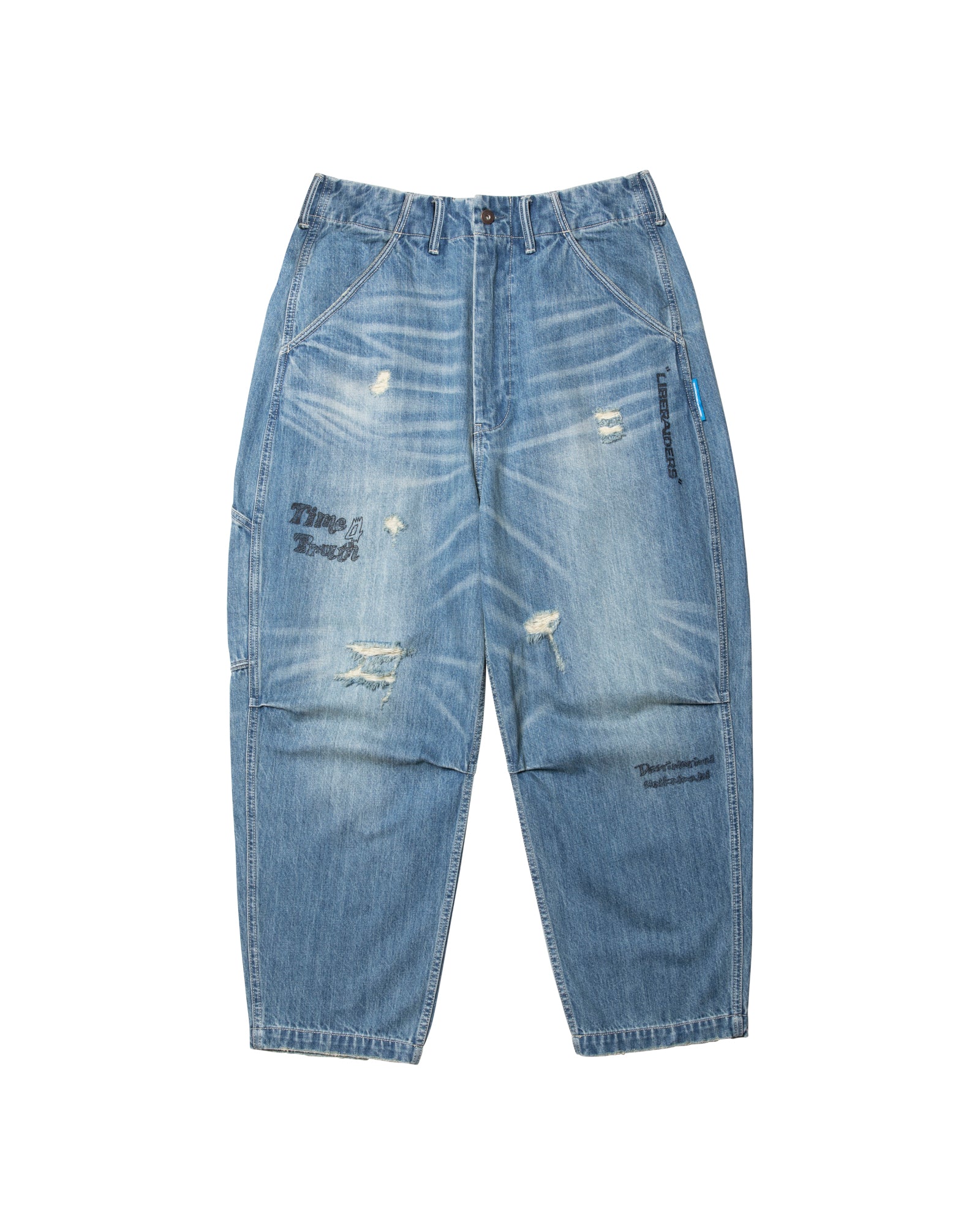 DAMAGED DENIM SARROUEL PANTS