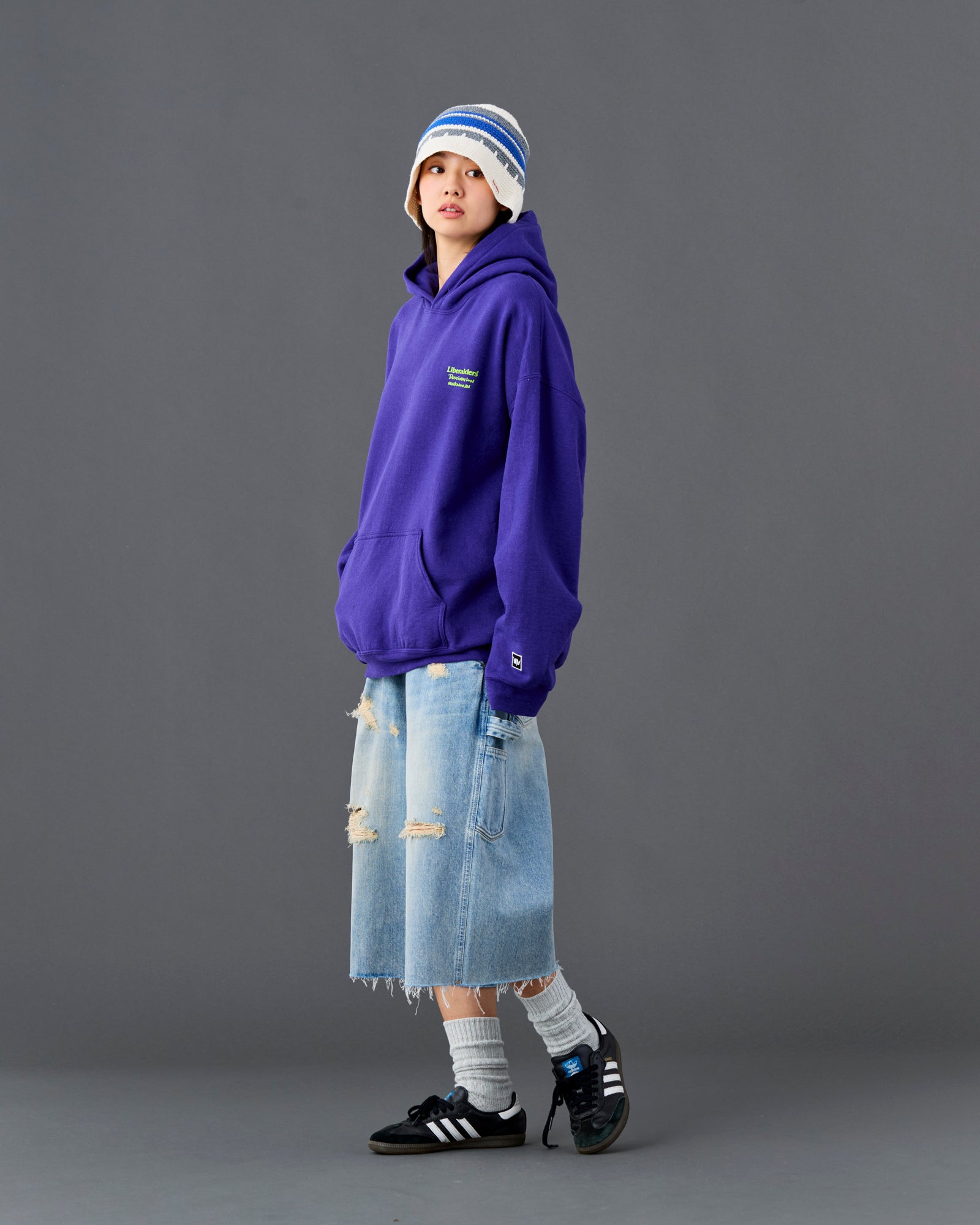 DAMAGED DENIM BUGGY SHORTS