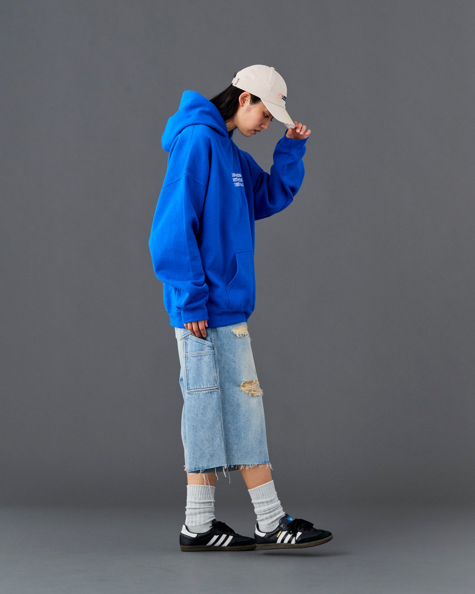 DAMAGED DENIM BUGGY SHORTS