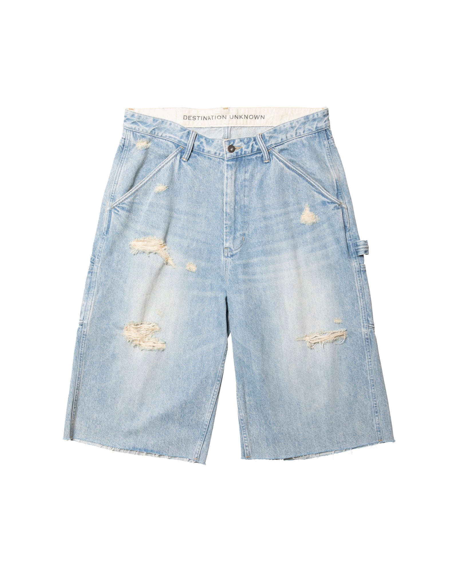 DAMAGED DENIM BUGGY SHORTS