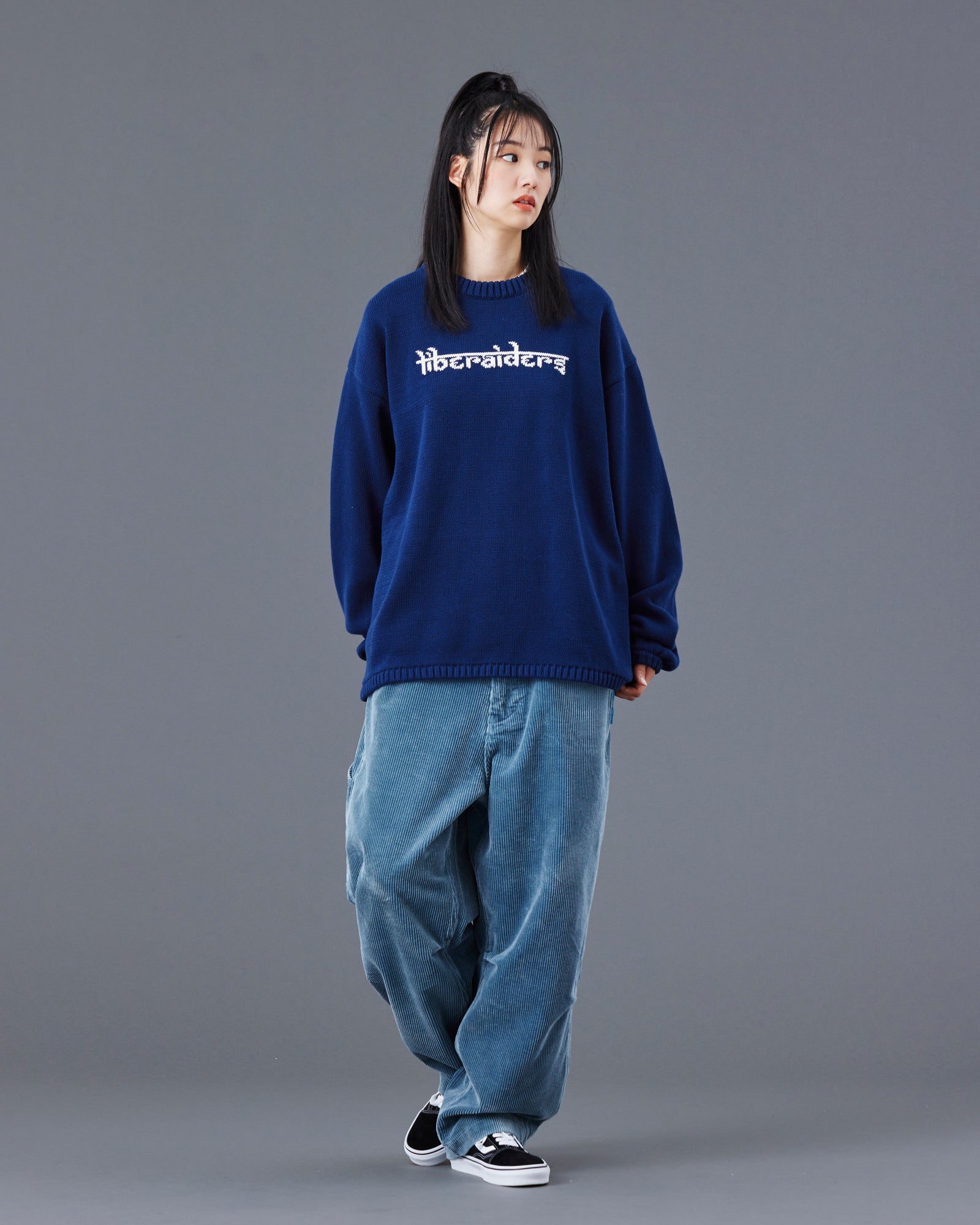 WOVEN LOGO KNIT SWEATER