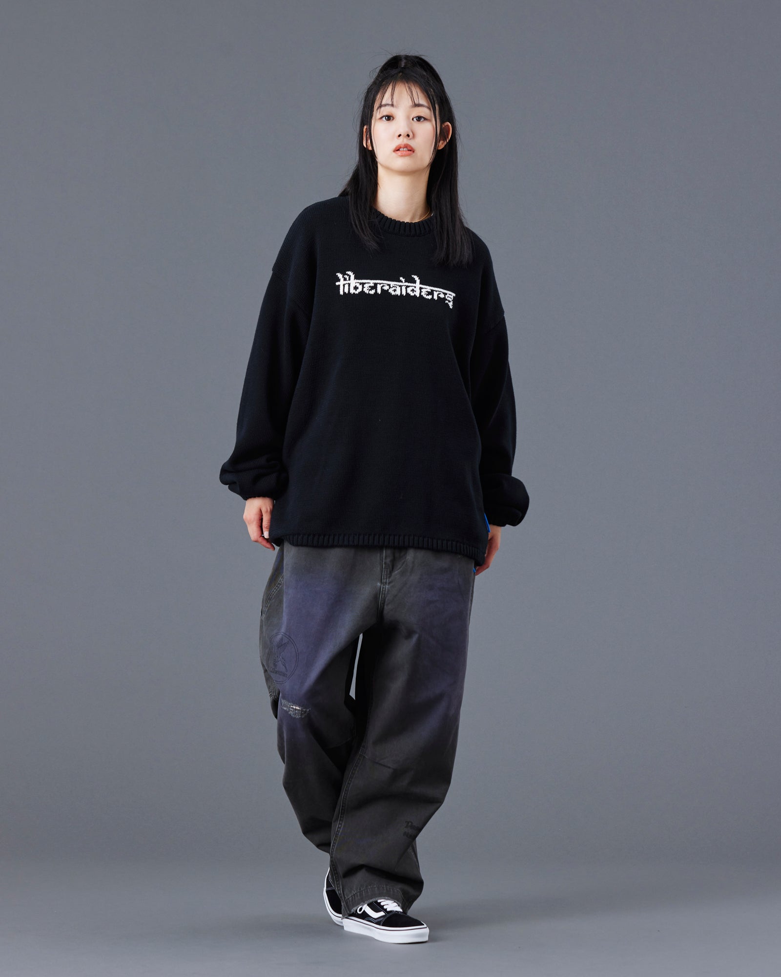 WOVEN LOGO KNIT SWEATER