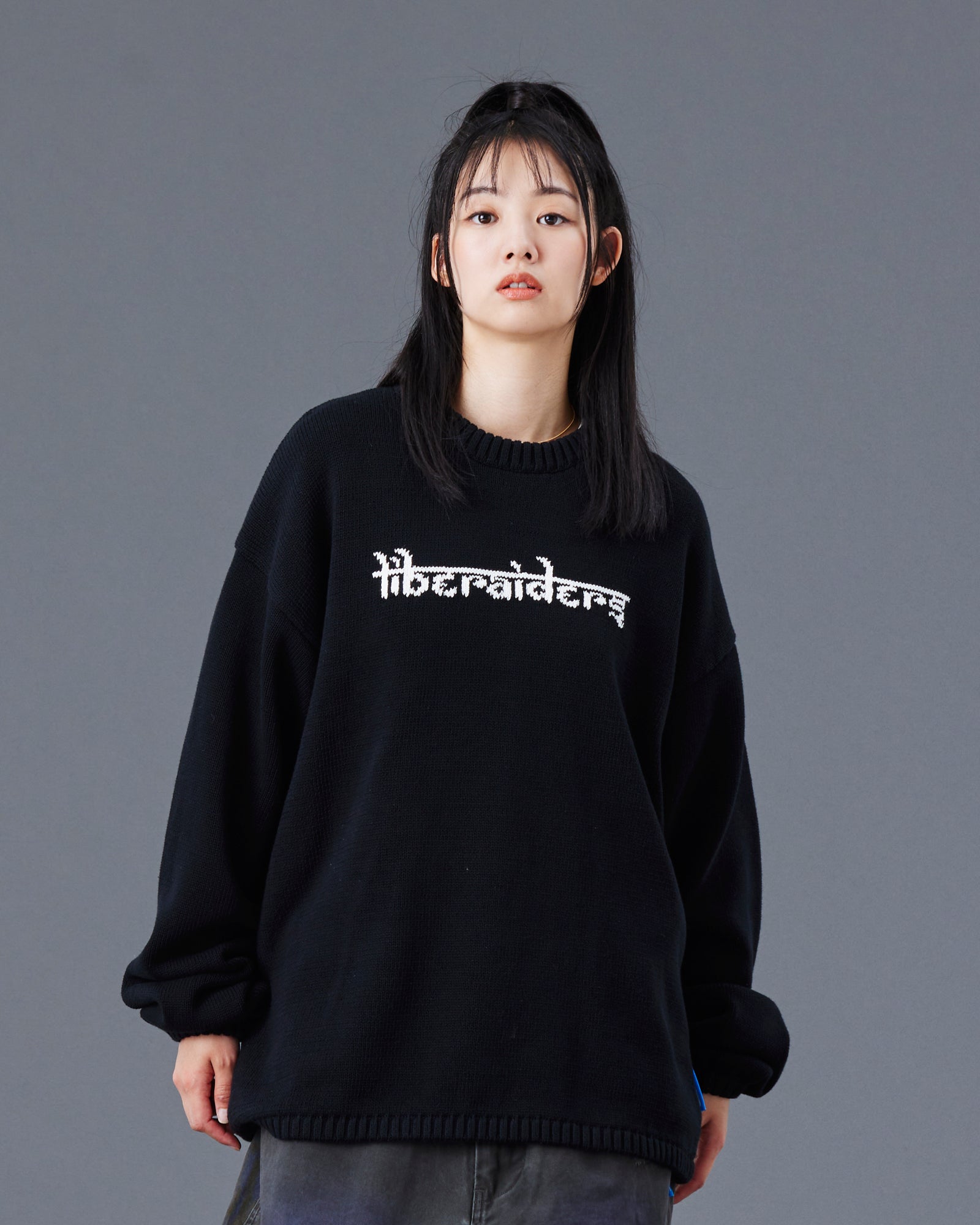 WOVEN LOGO KNIT SWEATER