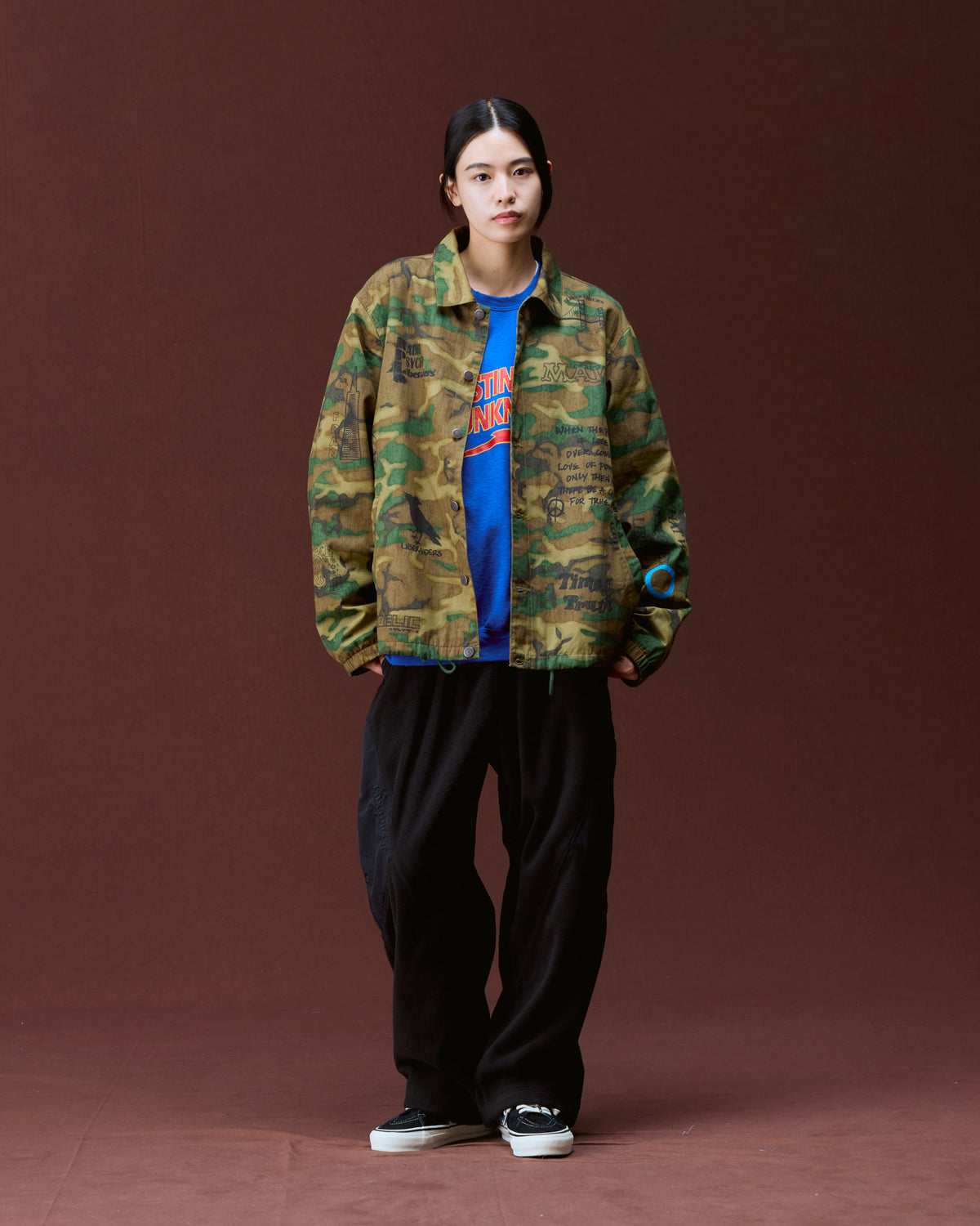 HANDWRITING CAMO COACH JACKET