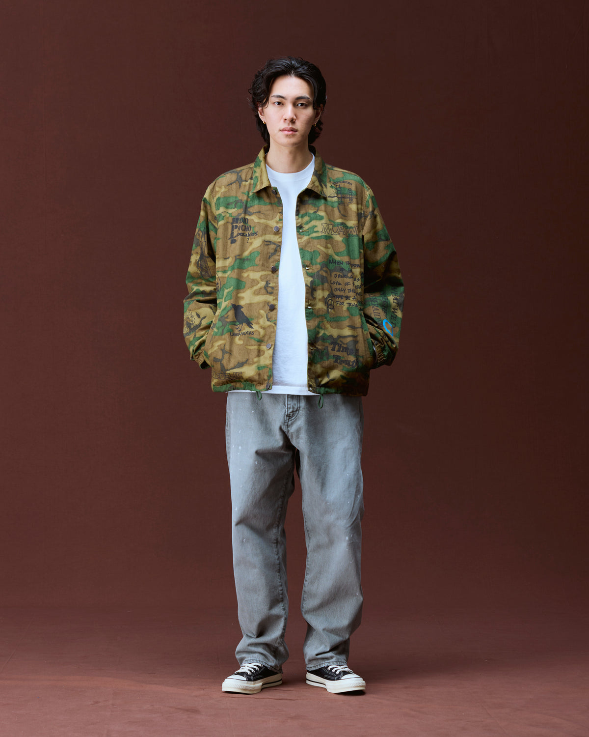 HANDWRITING CAMO COACH JACKET