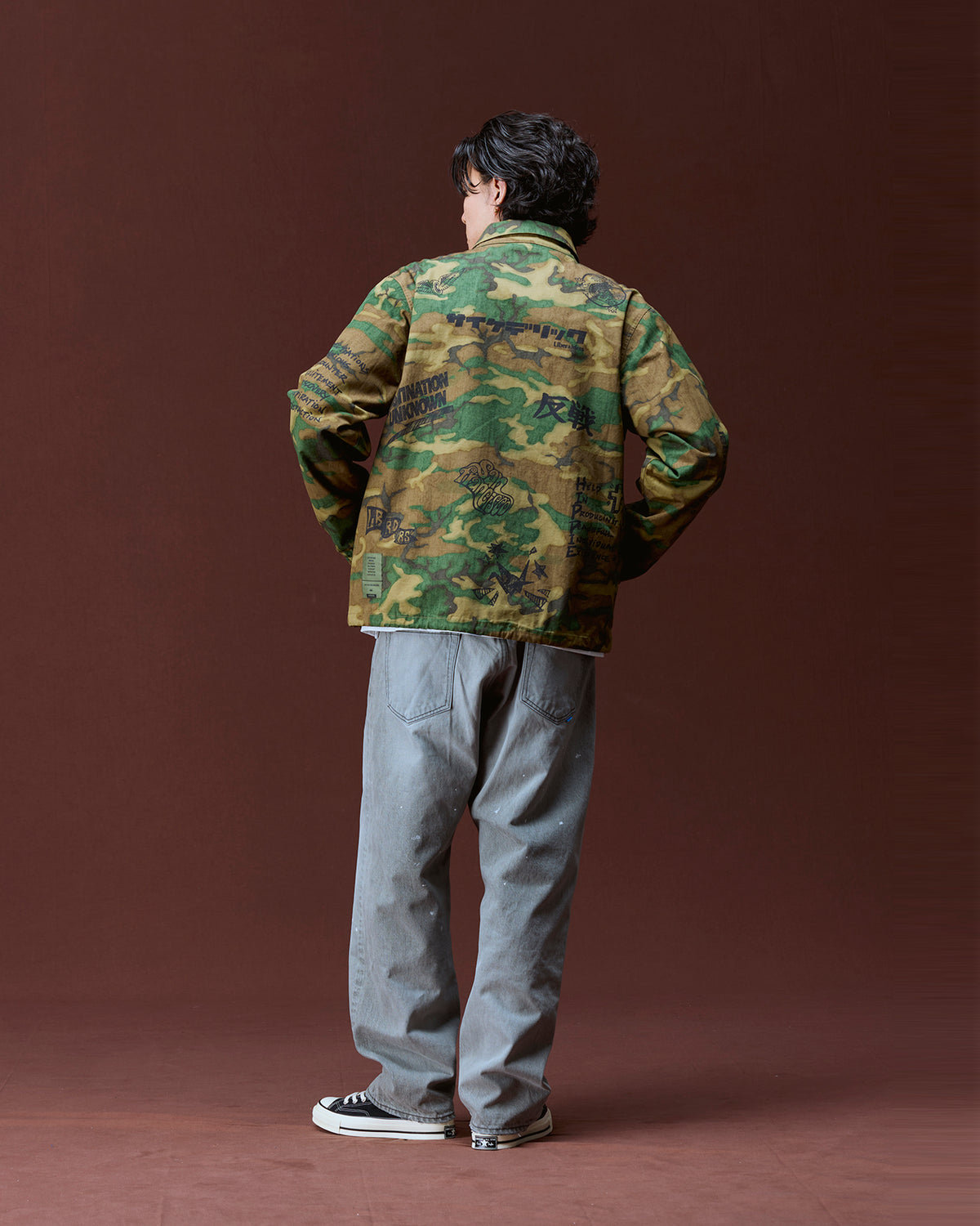 HANDWRITING CAMO COACH JACKET