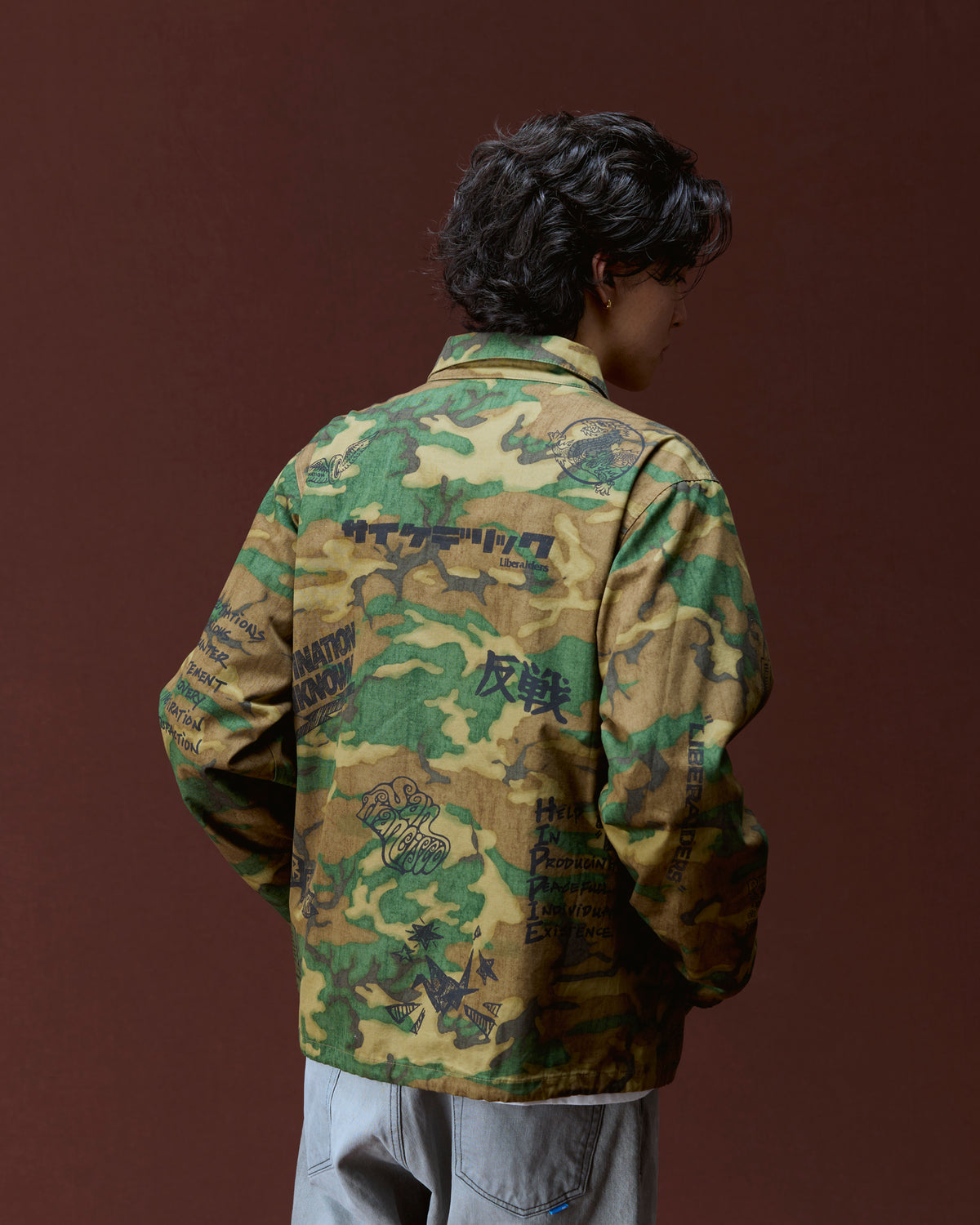 HANDWRITING CAMO COACH JACKET