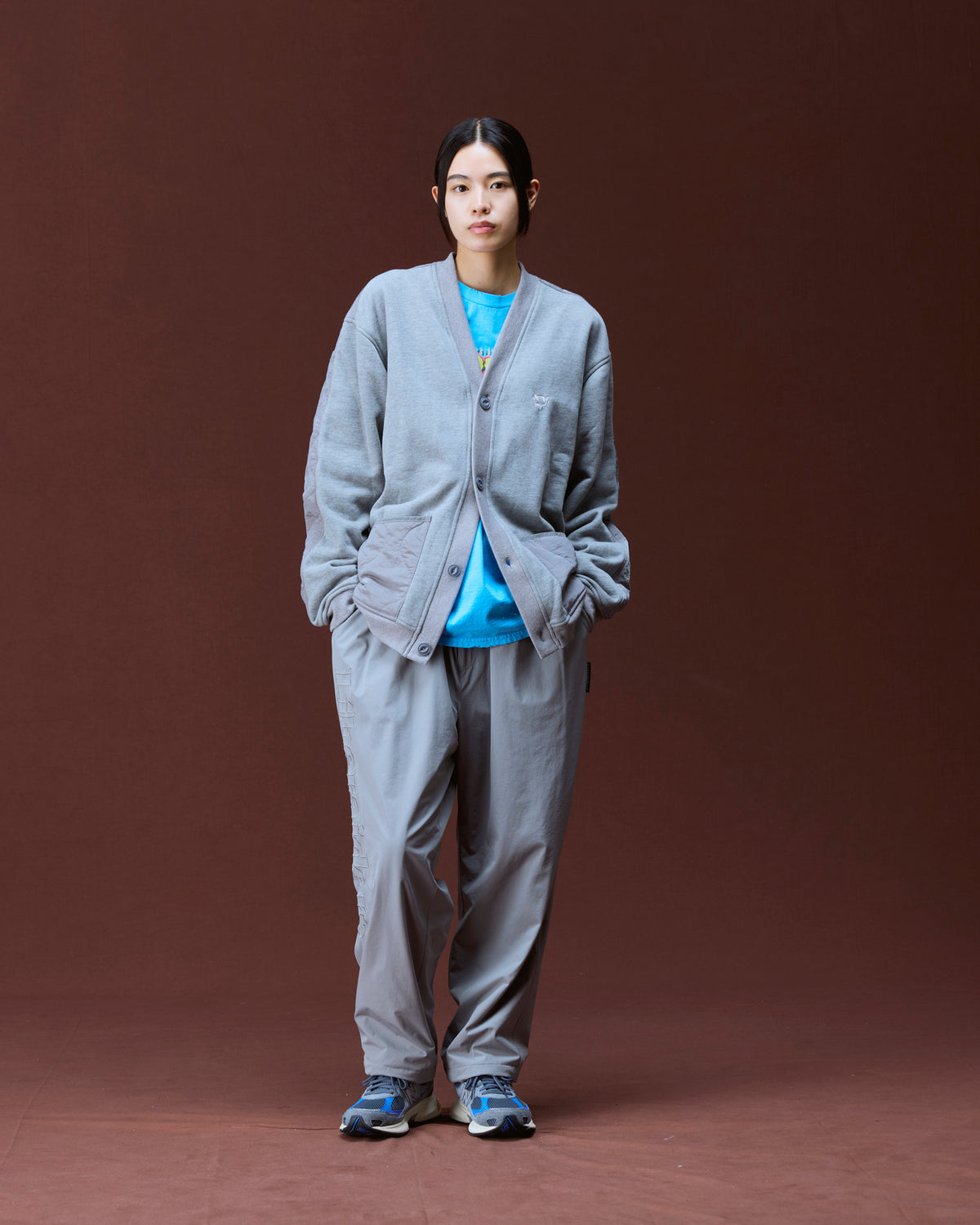 COTTON FLEECE QUILTED CARDIGAN