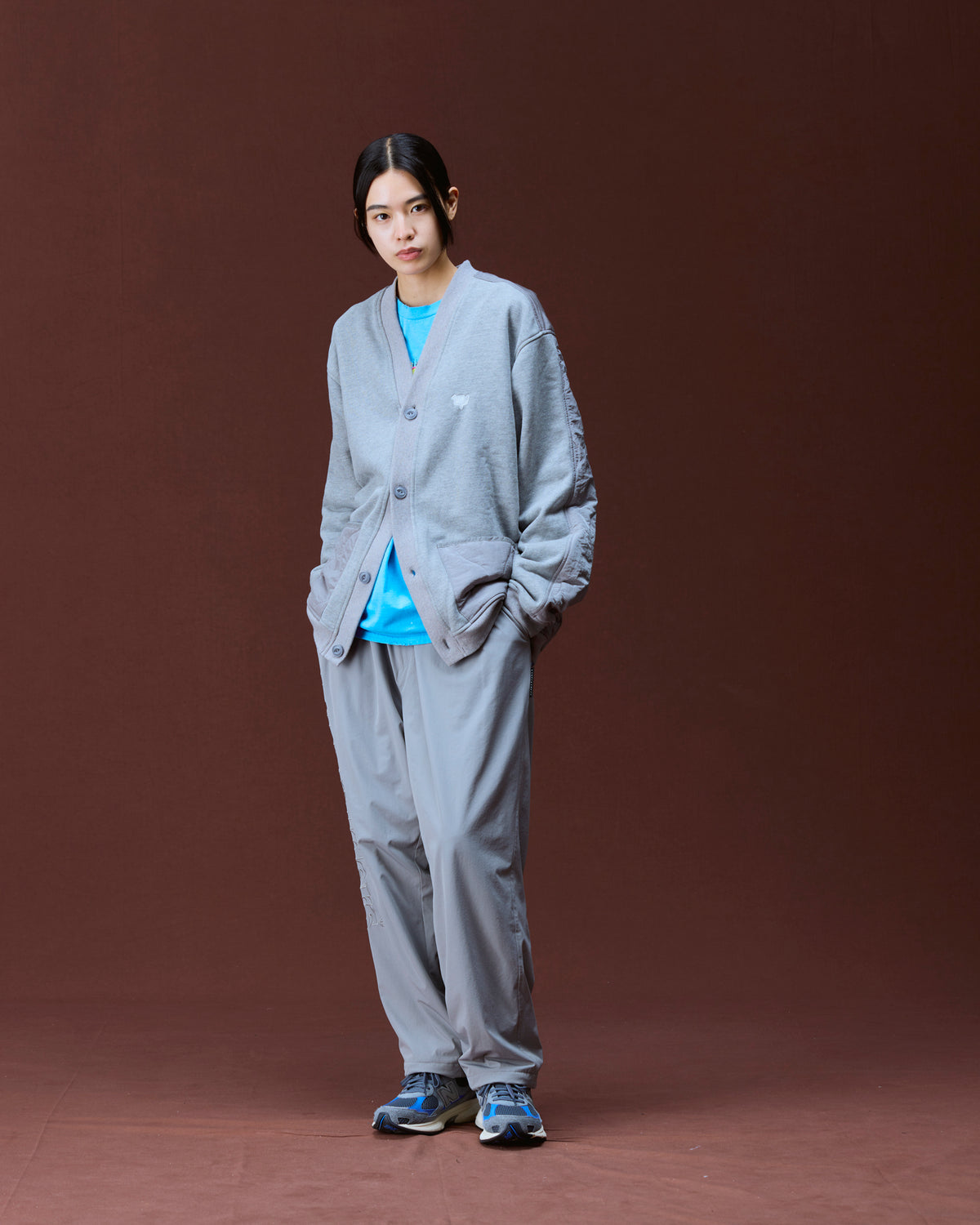 COTTON FLEECE QUILTED CARDIGAN