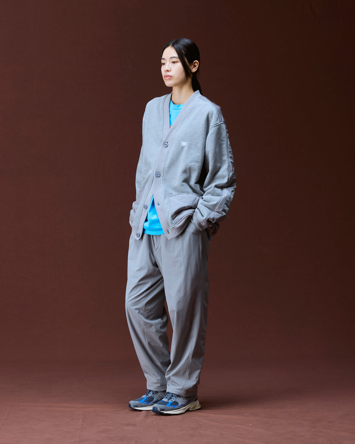 COTTON FLEECE QUILTED CARDIGAN