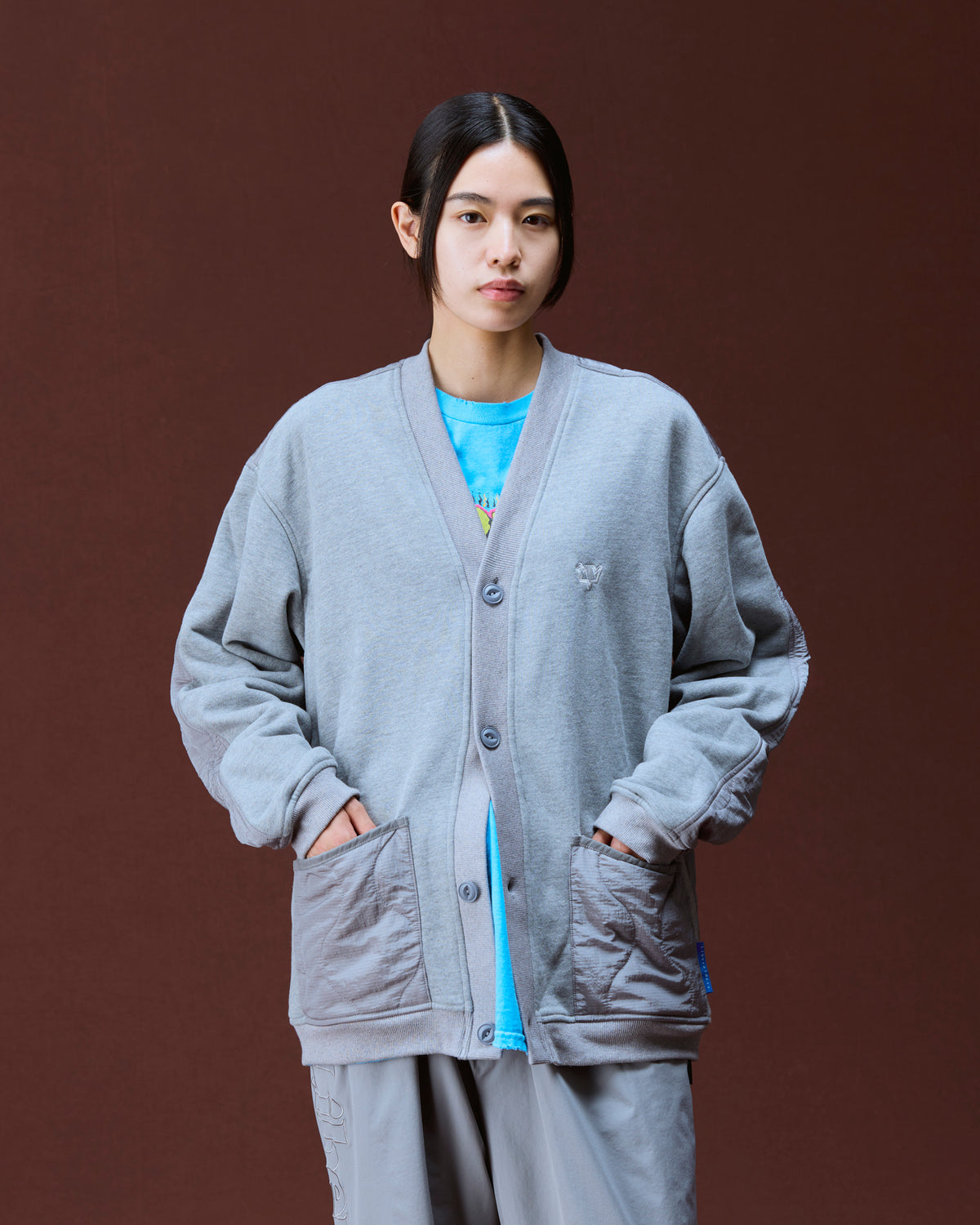 COTTON FLEECE QUILTED CARDIGAN