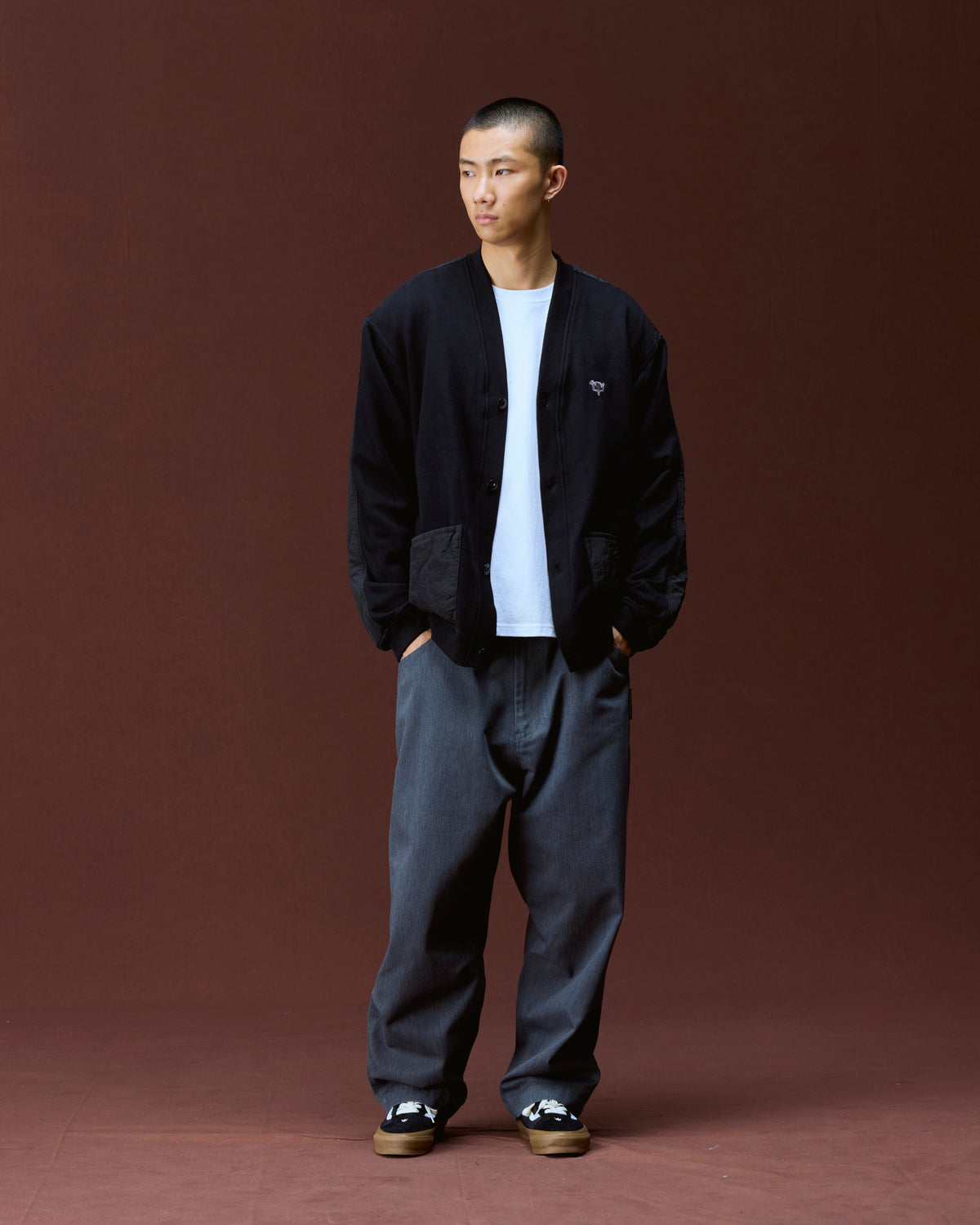 COTTON FLEECE QUILTED CARDIGAN