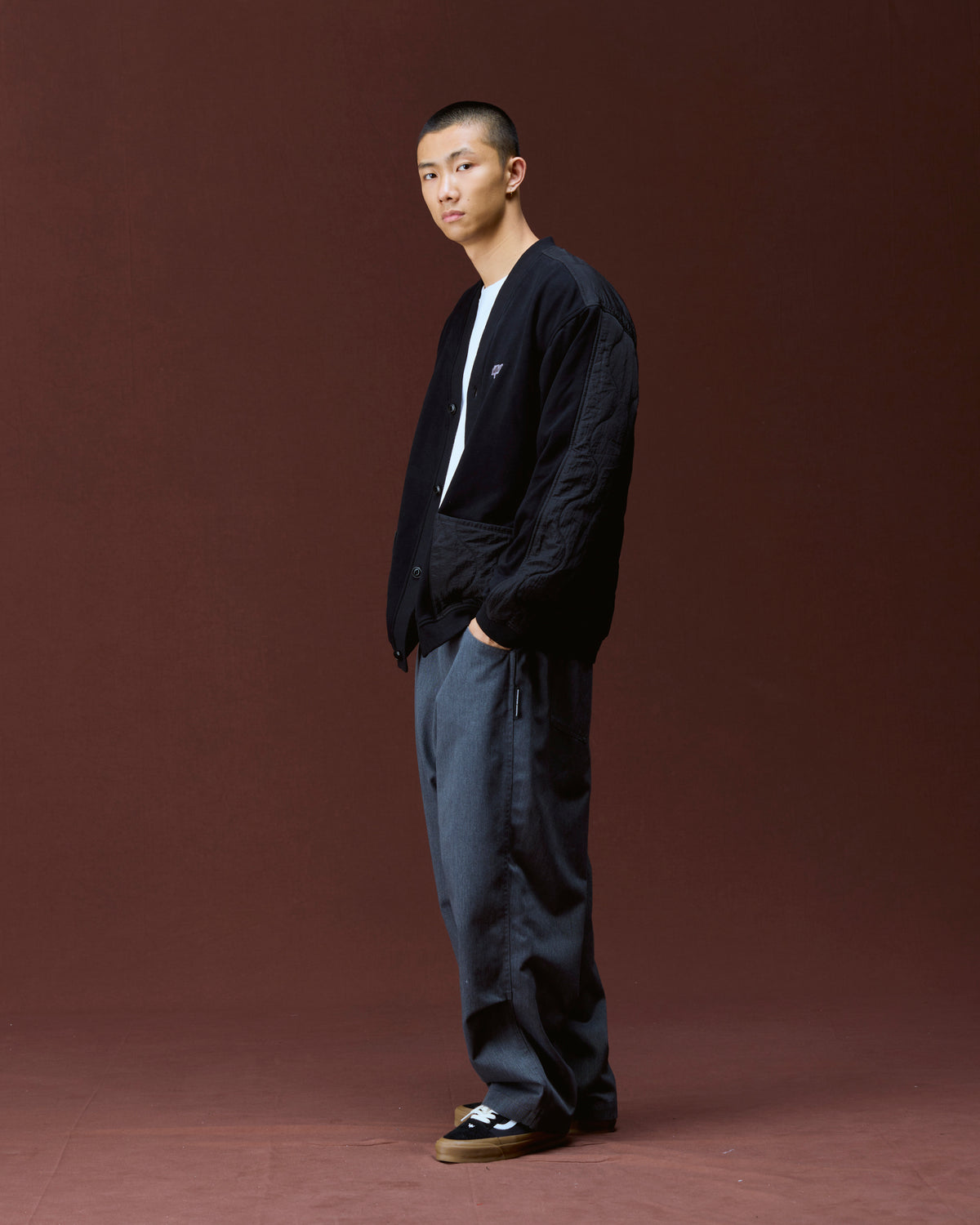 COTTON FLEECE QUILTED CARDIGAN