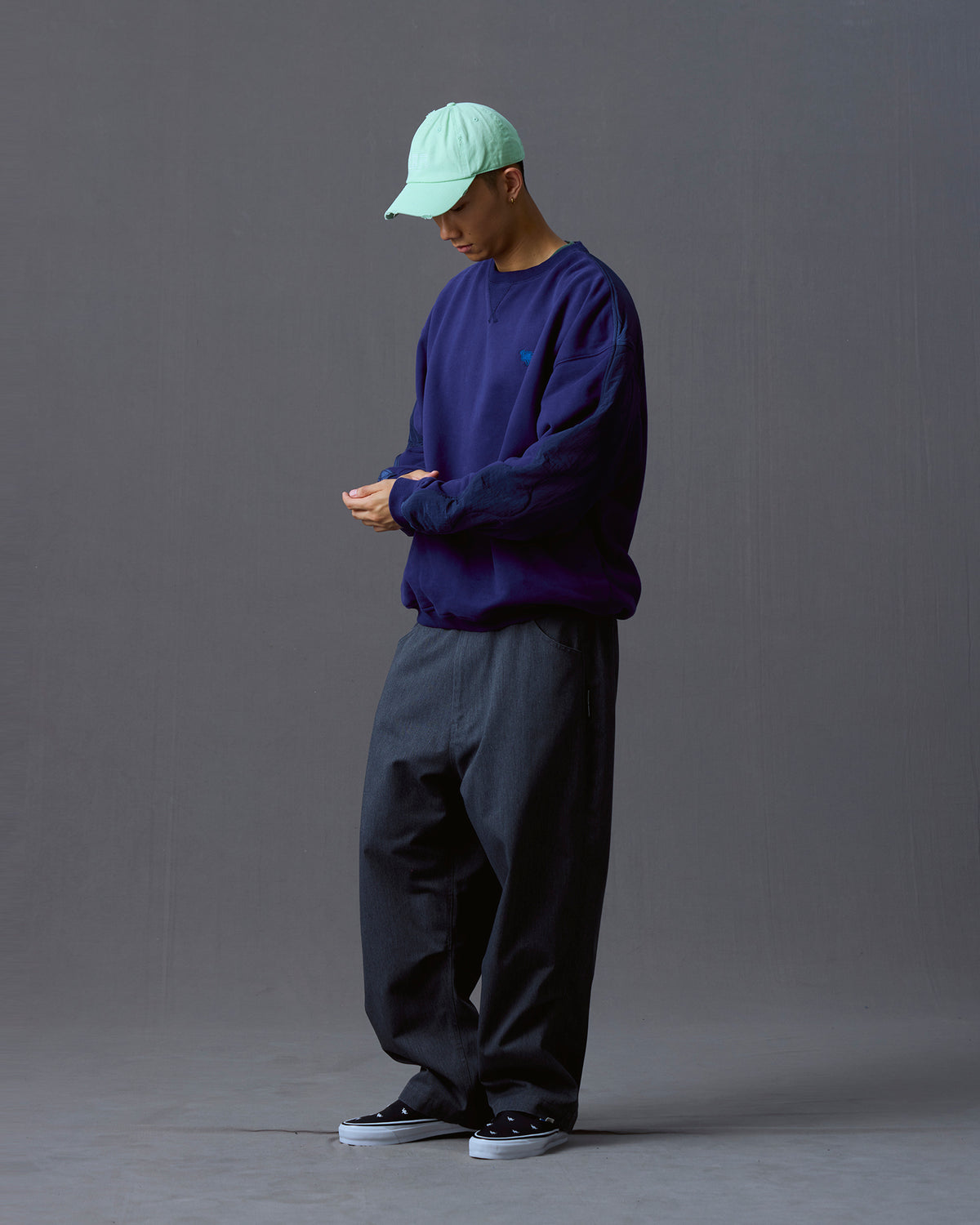 COTTON FLEECE QUILTED CREWNECK