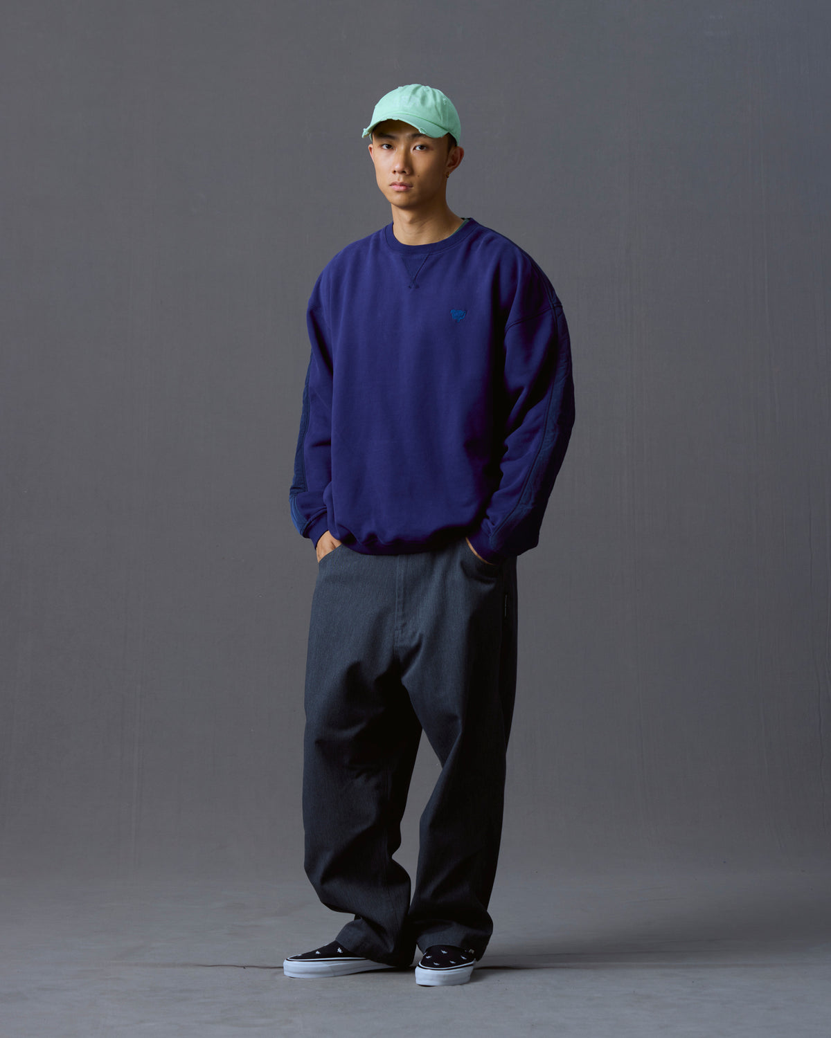 COTTON FLEECE QUILTED CREWNECK