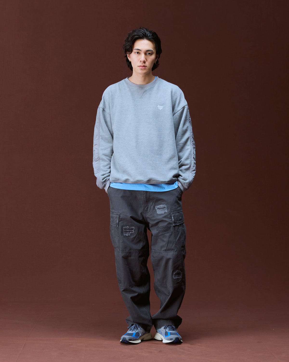 COTTON FLEECE QUILTED CREWNECK