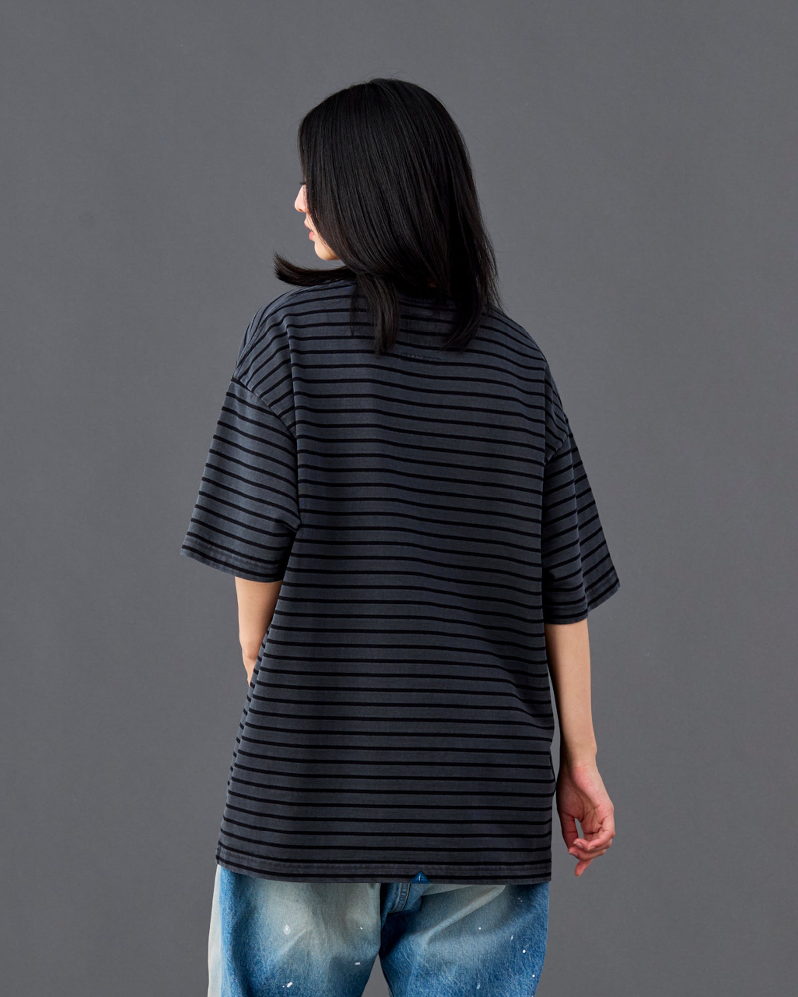 PIGMENT DYED STRIPED  S/S SHIRT