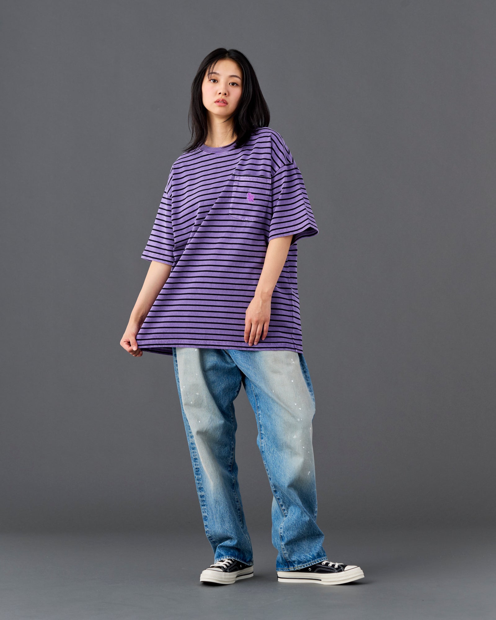 PIGMENT DYED STRIPED  S/S SHIRT