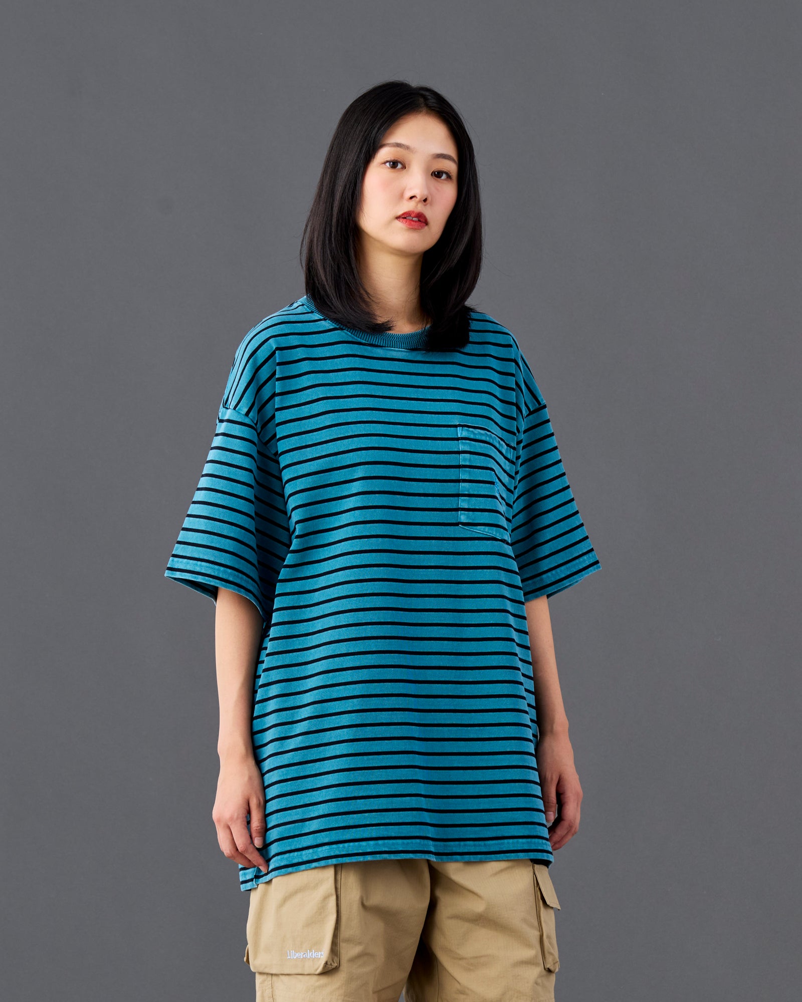PIGMENT DYED STRIPED  S/S SHIRT