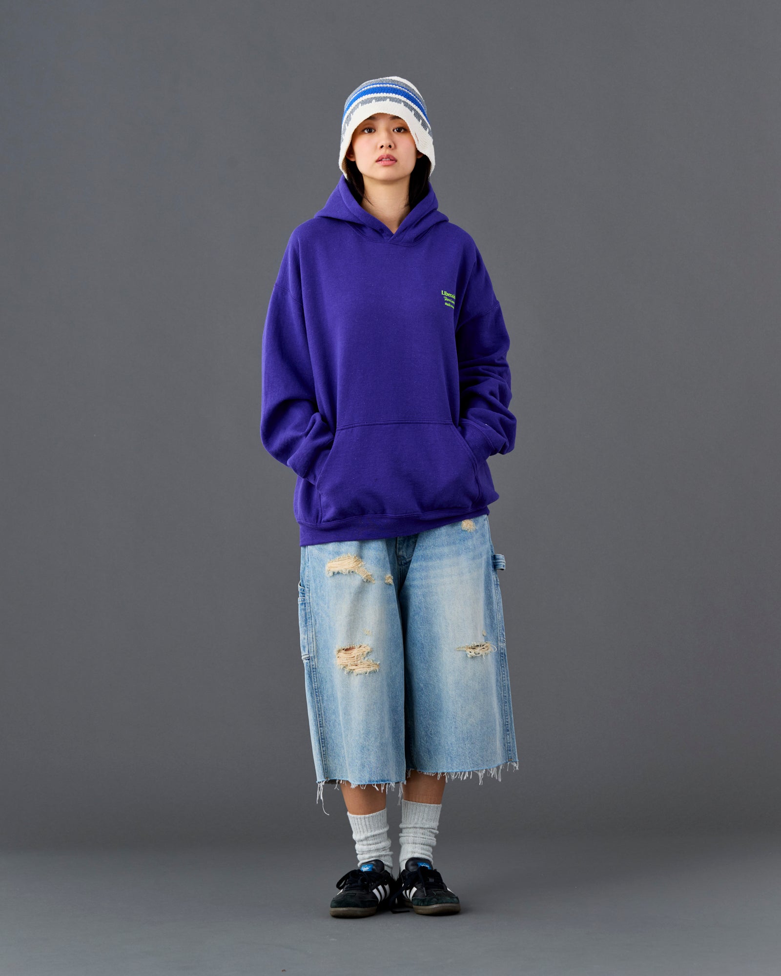 DAMAGED DENIM BUGGY SHORTS