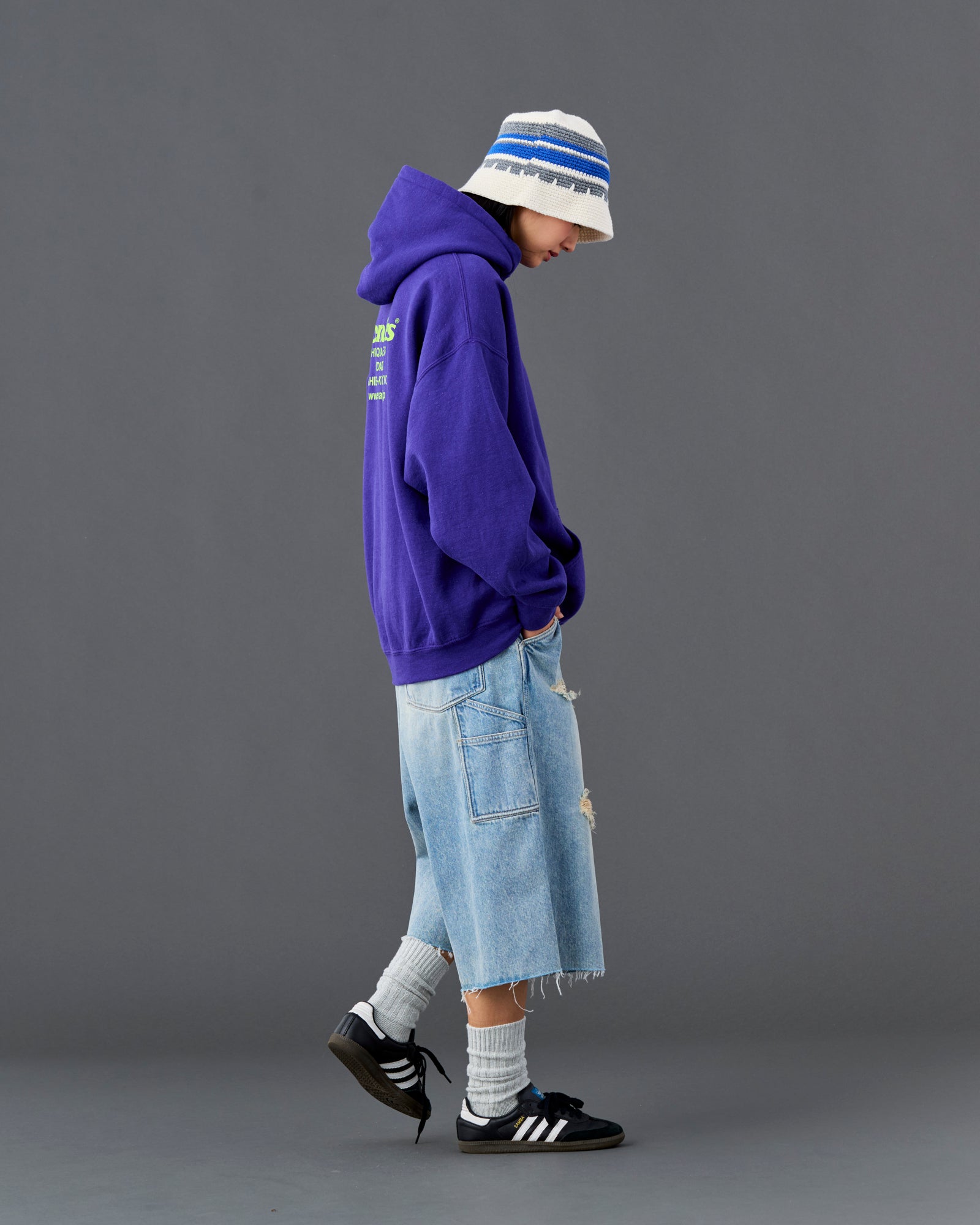 DAMAGED DENIM BUGGY SHORTS