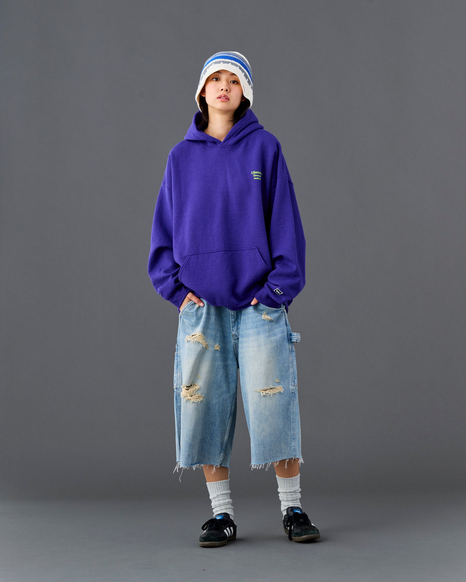 DAMAGED DENIM BUGGY SHORTS