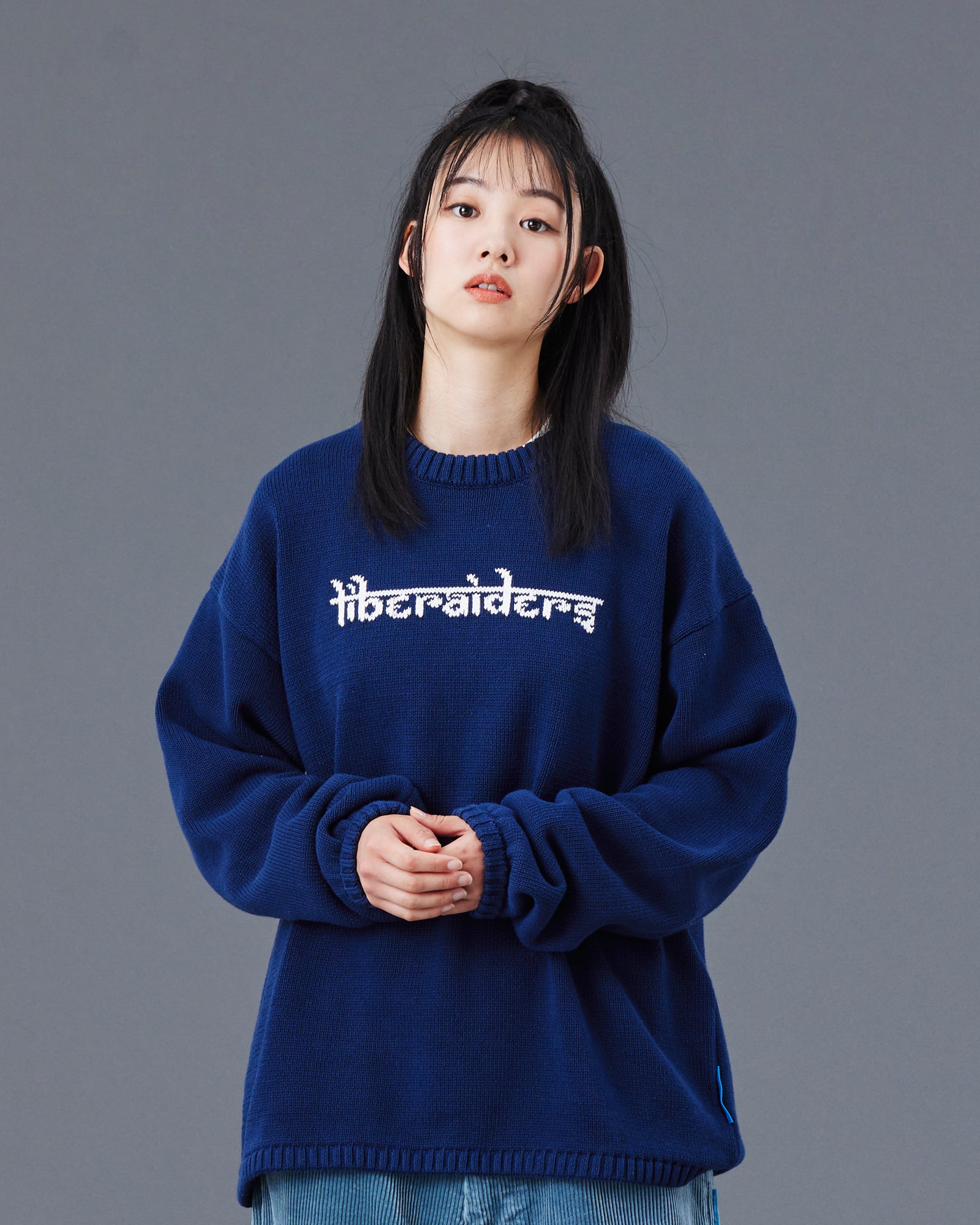 WOVEN LOGO KNIT SWEATER